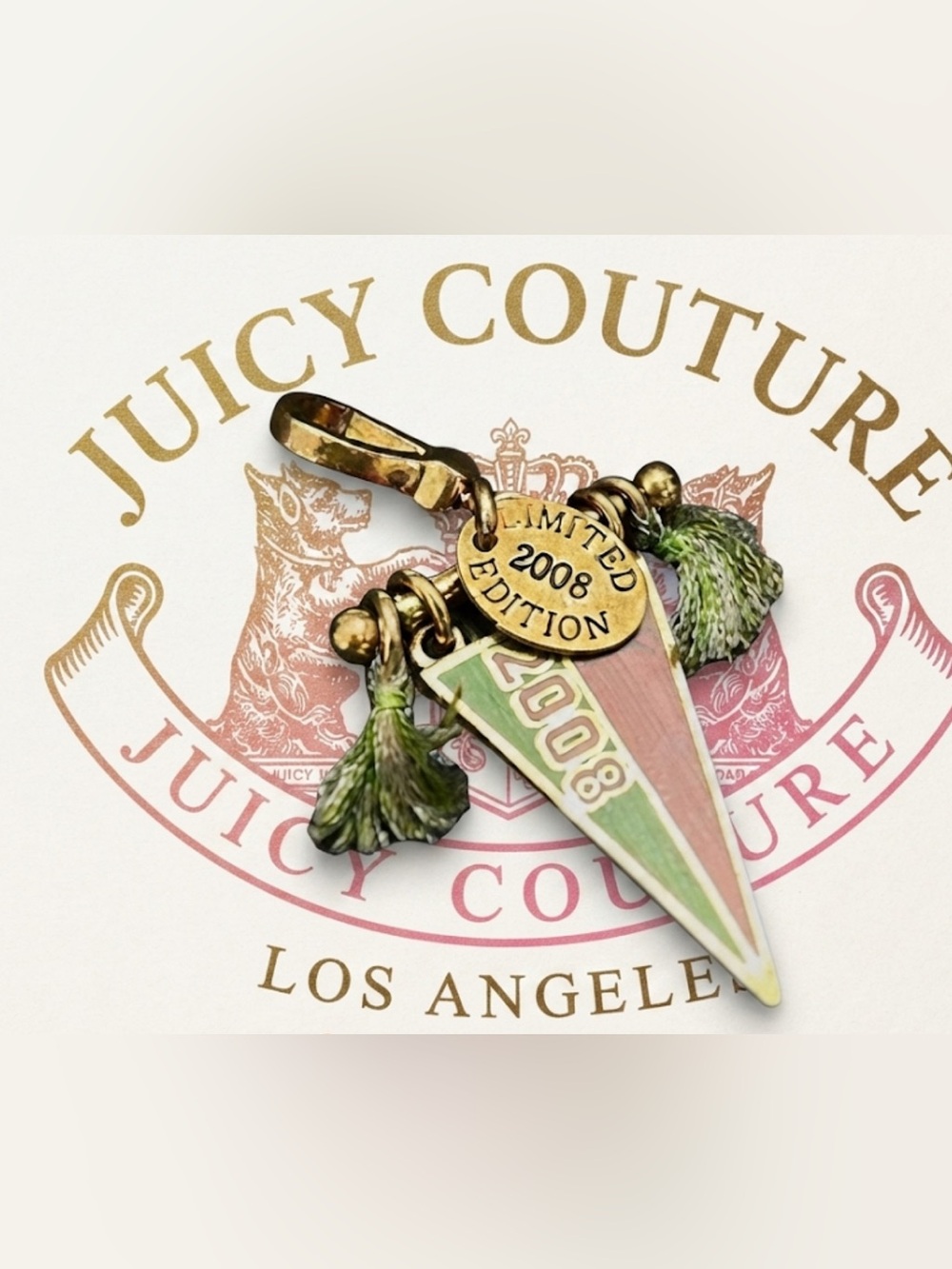 Authentic Juicy Couture Vintage Cheer flag Fringe Charm Limited Edition 2008